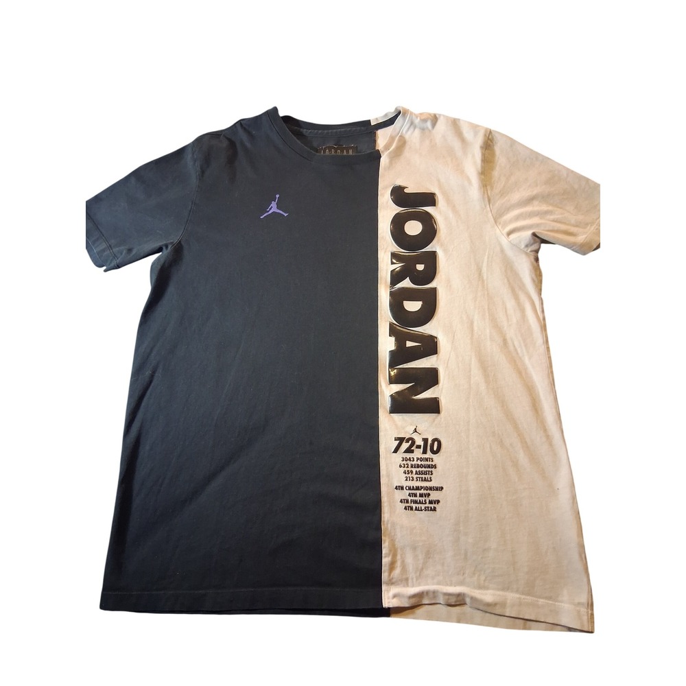 Jordan 72-10 Season Stats Split T-Shirt Mens XL Black White Purple Jumpman